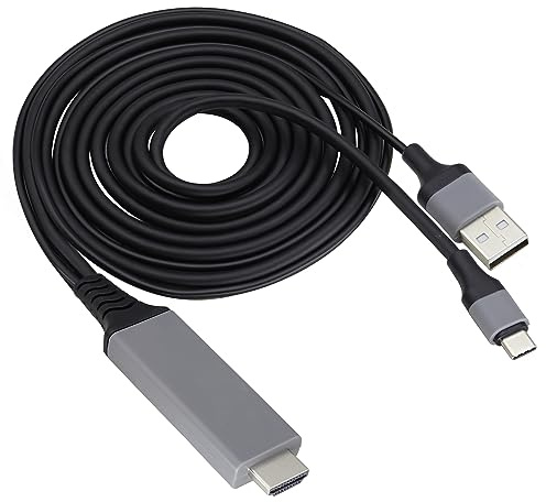 zdyCGTime 2 en 1 Tipo USB C 3.1 público y USB 2.0 público HDMI4K@30HzHDTV Cable de carga de vídeo para teléfonos móviles, computadoras portátiles, televisores (2m / black)