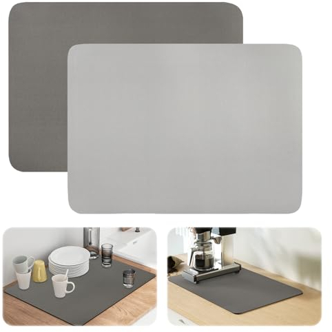 2 Stück Kaffeemaschine Abtropfmatte,40 x 30cm Unterlage Kaffeemaschine Matte,Super Saugfähige Tropfmatte,Schnelltrocknend Küche Abtropfmatte,Rutschfest Abtropfmatte für Küche,Bad,Spüle,Kaffeemaschine