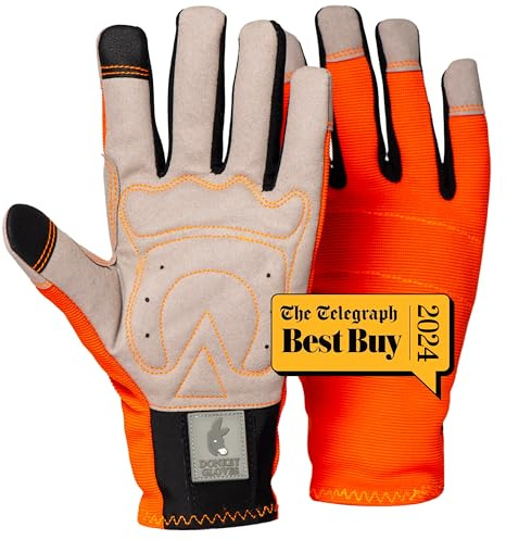 Donkey Works Guanti da giardinaggio | Guanti multifunzione per giardinaggio, fai da te, lavori domestici, agricoltura, vestibilità, imbottiti, tecnologia touch (Medium (7-8))