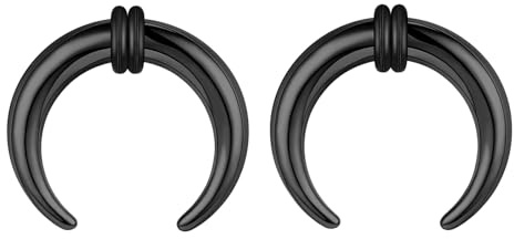 ZS 2 Stück Pincher Tapers Septumringe, 2G 4G 6G 8G 10G 14G 16G Schwarz Buffalo Horseshoe Stretcher Expander Piercing Zum Dehnen Von Durchbohrten Nasen Ohr Messgeräten (10g, 11mm)