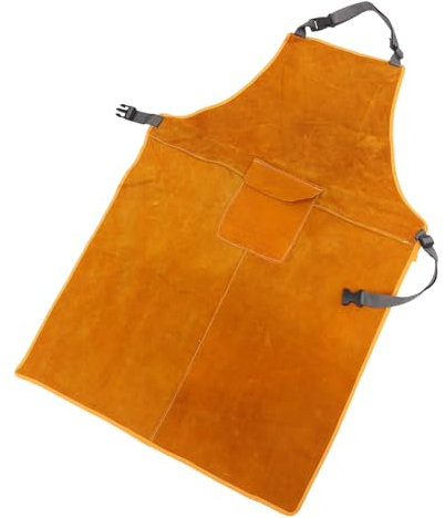 Gadpiparty Delantal de protección para hombres y mujeres Delantal de protección para carpinteros ropa para soldar electrica con bolsillo delantal de ropa de soldadura de cuero