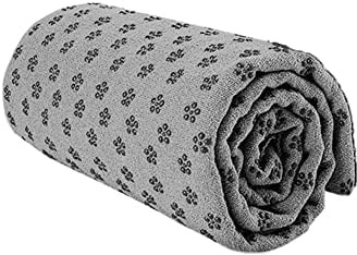 Mikrofaser Hot Yoga Handtuch, Yoga Mat 183x63cm rutschfest Fitnesstuch Weich Atmungsaktiv Antirutsch Yogatuch Gilt für Fitness Ausbildung (183x63cm,Klassisches Grau)