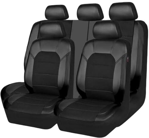 BEROZA 9 Stück Auto Sitzbezüge für VW Golf Sportsvan 2014 2015-2019 2020, Sitzbezügesets PU Leder Allwetter Atmungsaktiv Verschleißfest Auto Zubehör,A