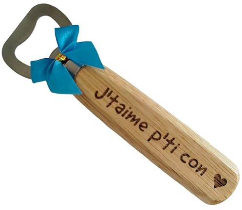 Décapsuleur en Bois Je t'Aime Humour Gravé sur 2 Faces Cadeau Homme Personnalisé Pour Petit Frère Fils ou Petit Copain Ouvre Bouteille original Je t'Aime Mon Frère Cadeau Fils Adulte
