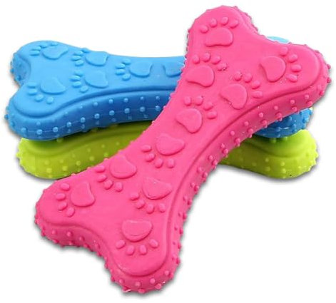 MKEAWWU 3Pcs Robustes Hundespielzeug Knochen geformt Kauspielzeug aus Hartgummi, Zähne reinigen und Zahnfleisch massieren Zähne Beruhigen Jucken Welpe Kauen Spielzeug für mittlere kleine Hunde