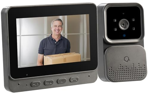 Somikon Funkvideoklingel: Kabellose Plug-&-Play-Video-Funkklingel mit Monitor, IR-LEDs, schwarz (Türsprechanlage, Funkklingel mit Kamera, Türspion)