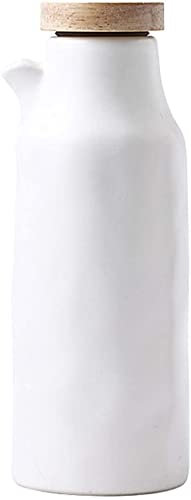 KJHTRED Distributeur d'huile en céramique 400 ML Huiliers Anti-Goutte Récipient à Huile pour Condiments Récipient avec Couvercle Vinaigre et Cuisine Distributeur de Cuisine-Blanc (Couleu