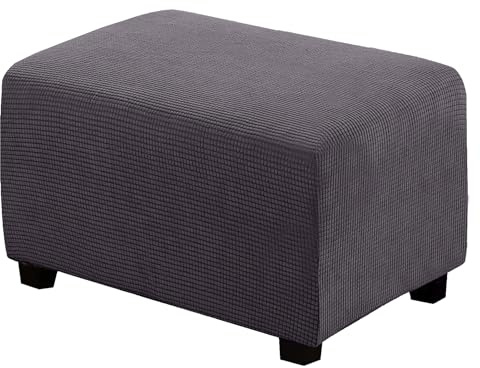BXFUL Sitzsack-Bezug, elastisch, rechteckig, waschbar, Jacquard, Ottomane (groß, dunkelgrau)