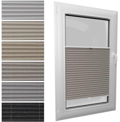 STELGE - DOLOMIT Plissee mit Bohren I auf Maß gefertigt I Breite 30-129 cm I Höhe 50-230 cm I Blickdichte und lichtdurchlässige Rollos I 6 Farben DOLOMIT-Stoff (Höhe von 50 cm bis 149 cm)