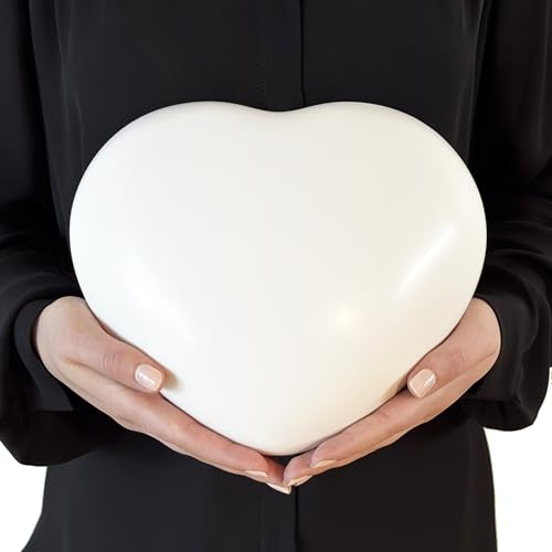 Comemori Grande urne funéraire en Forme de cœur, pour Chiens et Chats Jusqu’à 20 kg, Socle Inclus (Blanc)