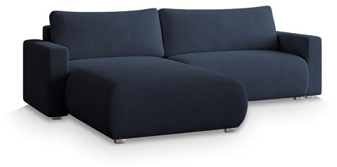 Masseno Ecksofa Turin N mit Schlaffunktion L-Form, Sofa mit Bettkasten, Wohnzimmersofa, Couch, Soffa, Bettsofa, Couchgarnitur- Blau, Now OR Never 79