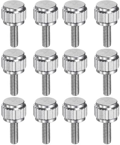 QUARKZMAN 12 viti per pollice zigrinate, M2,5 x 7 mm, in acciaio inox, viti di sicurezza con testa piatta rotonda per accessori per strumenti di misurazione scorrevoli, colore argento