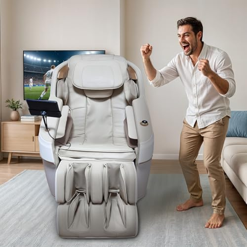 GLOBAL RELAX REAL Madrid | KOMPACT Massagesessel 2D offizielles Real Madrid | festes 2D-Massagesystem mit 10 Köpfen | 4 Auto-Programme + 2 Handbücher | Pressotherapie | Wärme im Sitz | Bluetooth