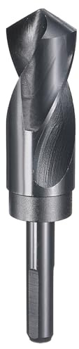 sourcing map 30mm Drill Bit 1/2 Reduced Shank 3-Flat 4241 HSS | High Speed Steel Nitriding Black 118° for Soft Materials Wood Plastic Iron Copper Aluminum