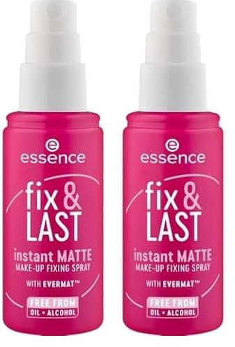 Essence Cosmetics Fix e Last Instant Matte Make-Up Fixing Spray, Opacizzante, Correttore, Opaca, 50 ml (Confezione da 2)