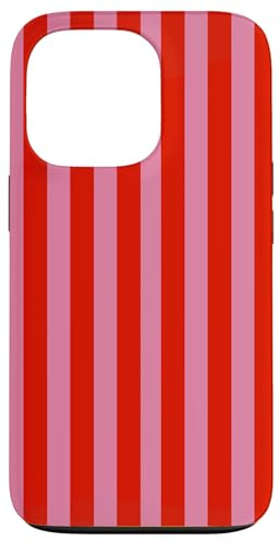 Hülle für iPhone 13 Pro Retro Rosa und Rot gestreiftes geometrisches Streifenmuster