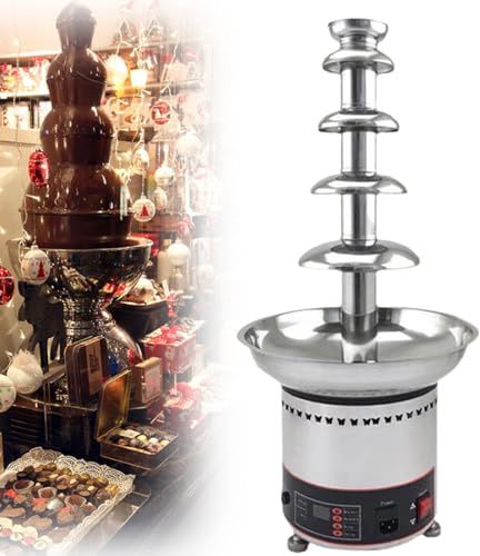 ylpddmm Fuente de Chocolate con 4/5/6/7 Niveles, Carcasa de Acero Inoxidable, función de Mantenimiento del Calor, Apta para Todo Tipo de Chocolate, para Fiesta Boda y Cumpleaños,5Tier