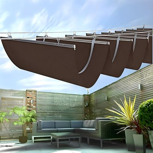 Retractable Sun Shade Sail Canopy U Shape Wave Design 85% UV Block Outdoor Awnings for Garden Patio & Deck Permeable Sun Protection 1.8m x 1.8m