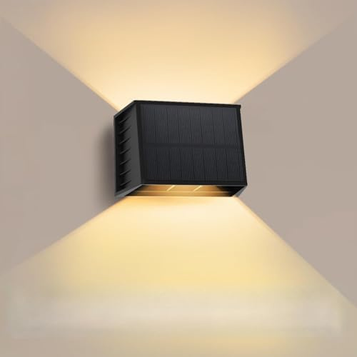 T-SUN 1 Pezzi Lampada Solare da Esterno, 3000K Applique da Esterno Solare, Luci Solari da Giardino Con Fascio di Luce Regolabile Su e Giù, IP65 Impermeabile, per Recinzione da Giardino a Parete