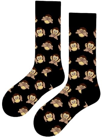 Calcetines Altos Divertidos Unisex con Dibujos de Monos, Talla única 37-44