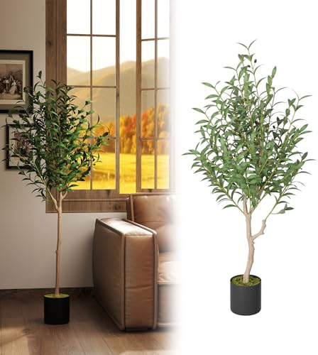 YRHome Ficus Benjamina - Planta artificial de 120 cm, gran árbol artificial, engañosamente real, decoración para salón, dormitorio, oficina, jardín, también como boj artificial, plantas artificiales