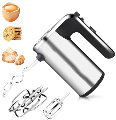 Batteur à main, moteur puissant de 650 W avec 4 fouets, batteur électrique à 5 vitesses pour fouetter et mélanger, batteur de cuisine léger pour la préparation de gâteaux et de pâte à biscuits
