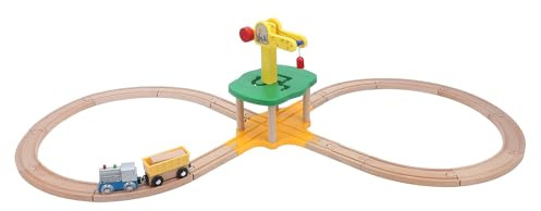 SIXRUN Set di Binari del Treno, Blocchi Educativi, Giocattolo con Gru a Torre, Pacchetto di Espansione per Bambini, Gioco Fantasioso