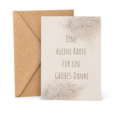 papello 1x Dankeskarten mit Umschlag – DIN A6, Dankeschön mit Text „Eine kleine Karte für ein großes Danke“, Geschenke, Grußkarte, Postkarte, beige-braun