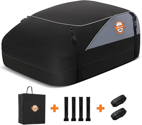 Coffre de Toit de véhicule Sac de Toit Voiture pour Voyage Résistant aux Intempéries 407L 1000D Nylon, 6 Sangles Renforcées, 4 Crochets de Porte pour Les Voyages et Le Transport des Bagages