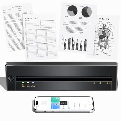 A28U Imprimante Thermique A4 Bluetooth Portable Véhicule, Bureau, Maison
