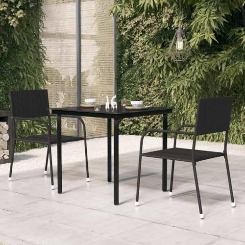 Square Garden Dining Table, 31.5 Inch Patio Table with Powder-Coated Steel Frame and Glass Top, Modern Outdoor Bistro Table for Balcony, Backyard, and Indoor Use, Seats 4
