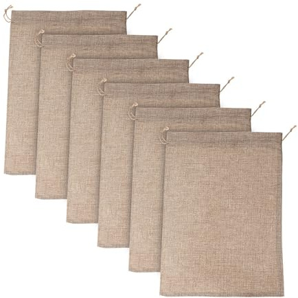 CANIGHT 6 Sacchetti in Juta Coulisse Beige per Conservazione Alimentare e Piante, Sacchetti Ecologici in Tela di Juta 20x30 Cm per Frutta e Verdura