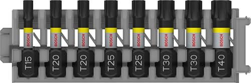 Bosch 8x Punta PRO Torx Impact | Longitud 25, 25, 25, 25, 25 mm, Professional Accesorios Atornillador, Taladro/atornilladores perforadores