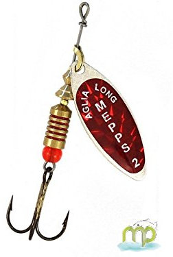 Mepps Aglia – Señuelo de cuchara largo Redbo – Color plateado, N°2