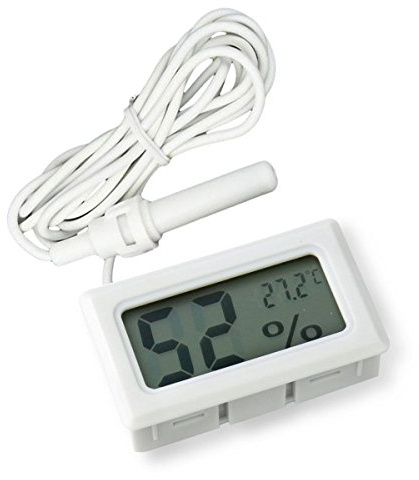 DollaTek 2-in-1 Digital LCD Embedded Thermometer Hygrometer with External for Reptile Incubator Aquarium Poultry - White