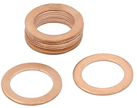 sourcing map 10 Arandelas De Cobre De Sellado para Tapón De Cárter, 16Mm | 16Mm Diámetro Interior, 23Mm Diámetro Exterior, 1Mm Espesor, Para Bomba, Coche, Puertas, Ventanas, Cojinetes