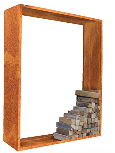 Palatino Exclusive Line Kaminholz-Regal Woodpecker Corten 100 x 120, Tiefe 40 cm