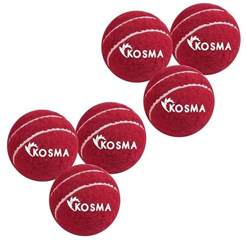 Kosma Tennisboll cricketboll - Förpackning med 6 st | cricket övningsboll - röd