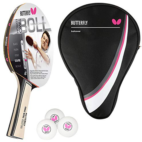 Butterfly® Timo Boll Silver 85015 Tischtennisschläger | Tischtennis Racket TT Bat Hobbyschläger für ambitionierte Freizeitspieler | hochwertig | ITTF zertifizierter Addoy Belag | anatomische Griffform