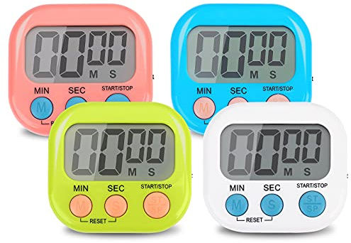 4-Piece Multi-Function Electronic Timer, Learning Management, Suitable for Kitchen, Study, Work, Exercise Training, Outdoor Activities(not Including Battery).