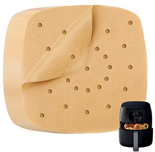 katbite Heavy Duty Air Fryer Liners 200 Pcs, 8.5 Inch (21.5cm) Perforated Parchment Paper for Air Fryer, Extra Strong, Non-Stick