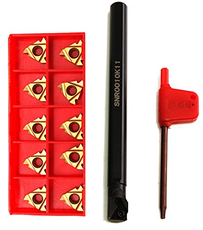 Maizoon CNC Interno Tornio Filettatura Bareneria Supporto Barra + 10 inserti 11IR A60 + T8 CNC Tornio Strumento in Acciaio Inox ad Alta Presa Resistenza Agli Urti e Forti Strumenti CNC Tornio DZ05