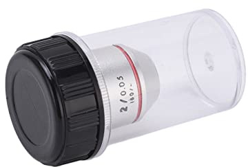 195 Objetivos Acromáticos, Imágenes Claras Cómodo Apertura de 0,05 Mm Lente de Objetivo de Microscopio 2X Portátil de Baja Potencia con Caja de Almacenamiento para Microscopio Biológico