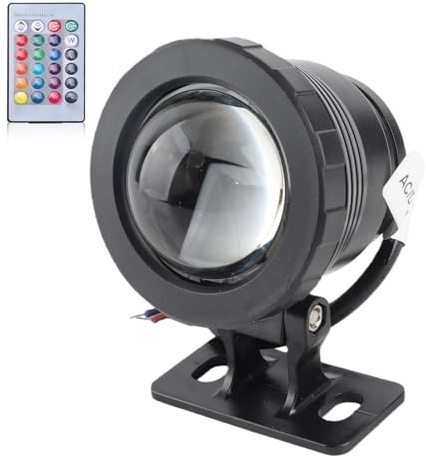 12V 10W RGB LED Underwater Light Waterproof Outdoor Garden Spotlight with Remote Controller(Black Plastic Coated Aluminum)