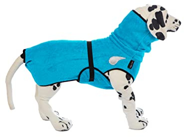 drop-tex Hundebademantel -Hawaii - Rückenlänge 25cm - 90cm auswählbar - 100% Handmade - 100% Baumwolle (Walkfrottier)