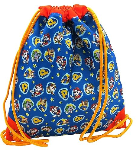 Paw Patrol - Mochila Saco Infantil, con Asas Regulables, Diseño Patrulla Canina, Colores Azul y Amarillo, Producto Oficial (CyP Brands)