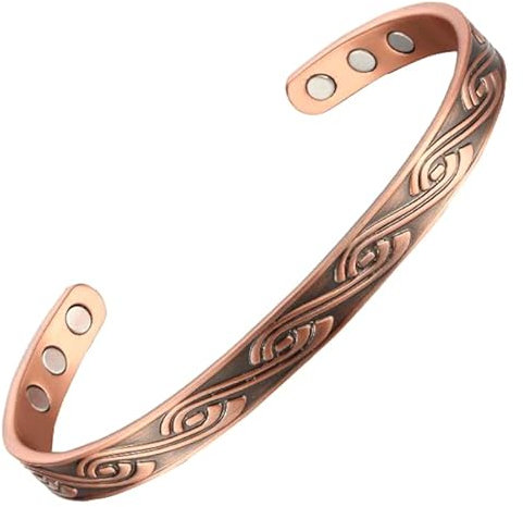 Offenes Kupferarmband mit Magneten - Welle, Herren Armband