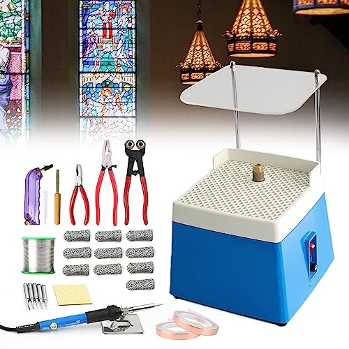Kit di base per mosaico e vetro colorato,con smerigliatrice/kit di utensili per tagliavetro/kit per saldatore e nastro in lamina di rame e filo per saldatura/manicotto per dita,principiante