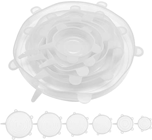 Coperchi In Silicone Estensibile,Coperchio Silicone Coperchi,Riutilizzabili Elastici Coperchio Silicone Estensibile Tappi In Silicone per Contenitori per Piatti,Scodelle,Tazza (Trasparente)