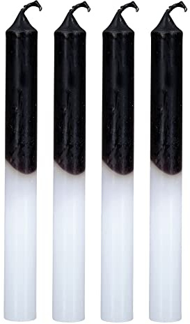 levandeo 4er Set Stabkerzen H20cm Schwarz Weiß Farbverlauf Dip Dye Kerzen Deko Tischdeko